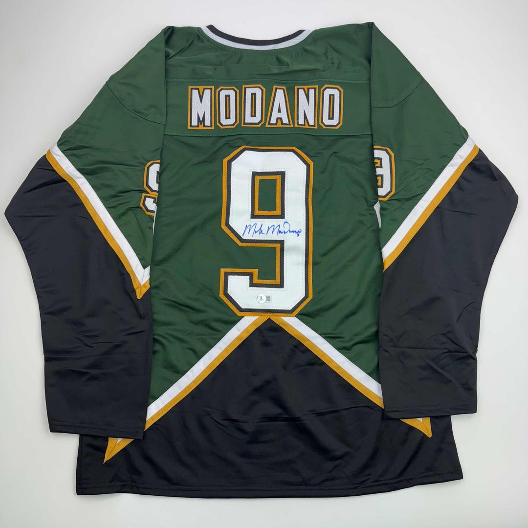 Autographed/Signed Mike Modano 99 Cup Dallas Dark Green Jersey Beckett COA