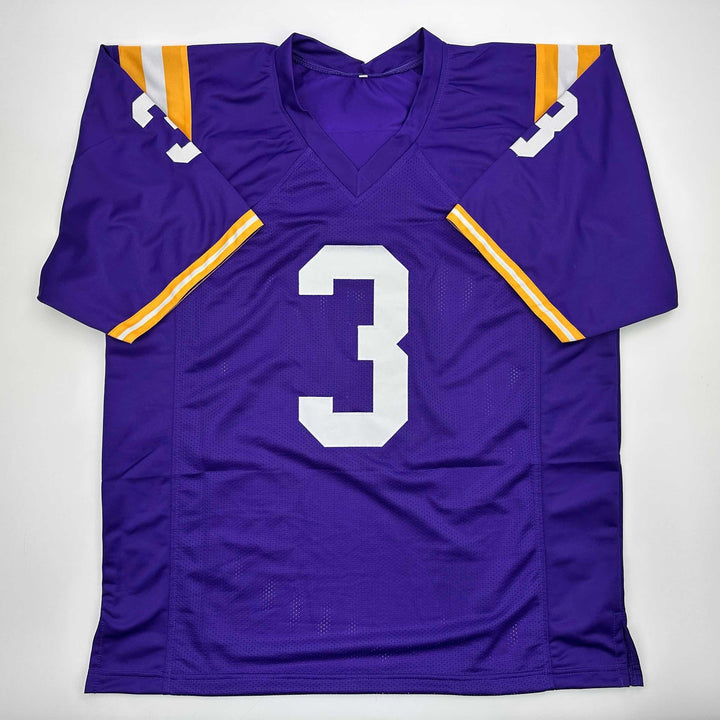 Autographed/Signed Odell Beckham Jr. LSU Purple College Football Jersey Beckett