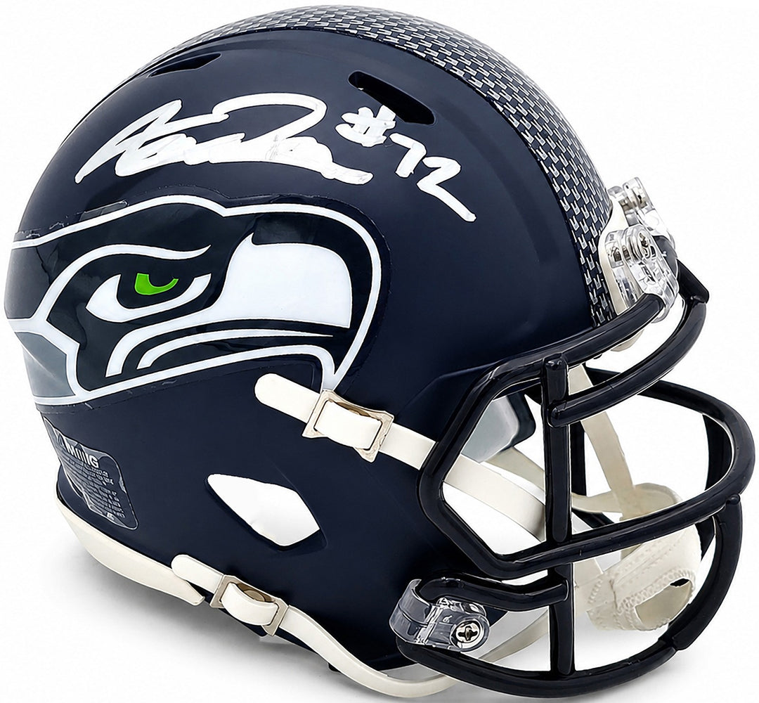 Abraham Abe Lucas Signed Seahawks Blue SB LX Champions Logo Speed Mini Helmet