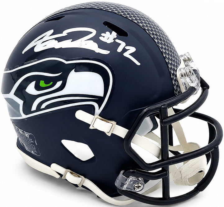 Abraham Abe Lucas Signed Seahawks Blue SB LX Champions Logo Speed Mini Helmet
