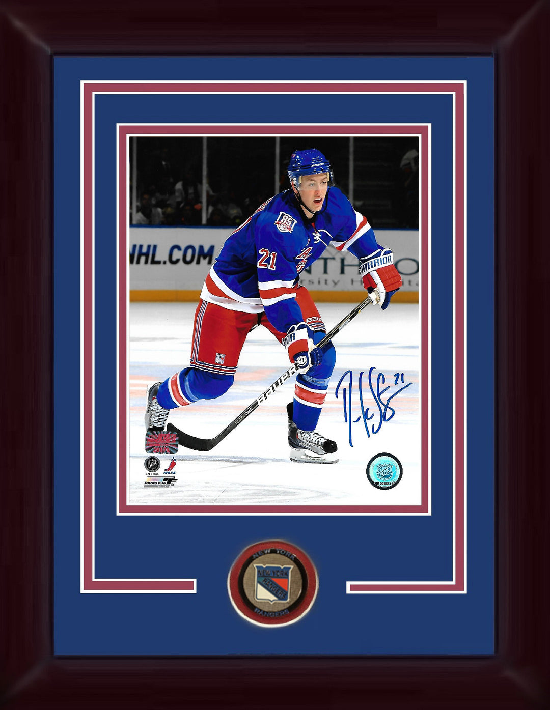 Derek Stepan signed 8x10 photo framed rangers coin autograph ins 21 holo COA