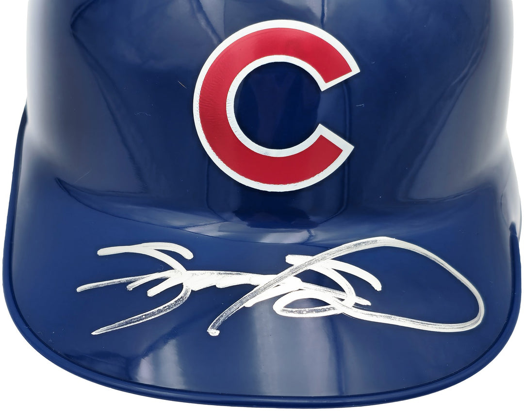 Sammy Sosa Signed Chicago Cubs Blue Mini Helmet Beckett Wit