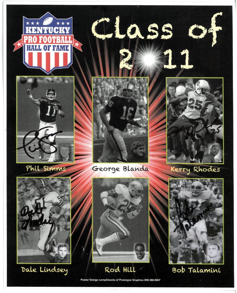 KY Pro Football  HOF Class 2011 signed 8.5x10.5 Photo -4 Sigs Bob Talamini/Simms