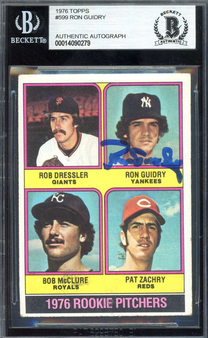 Ron Guidry Beckett BAS Signed 1976 Topps Rookie Autograph