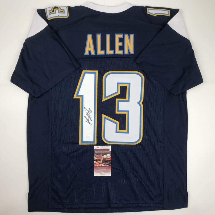 Autographed/Signed KEENAN ALLEN Los Angeles LA Dark Blue Football Jersey JSA COA