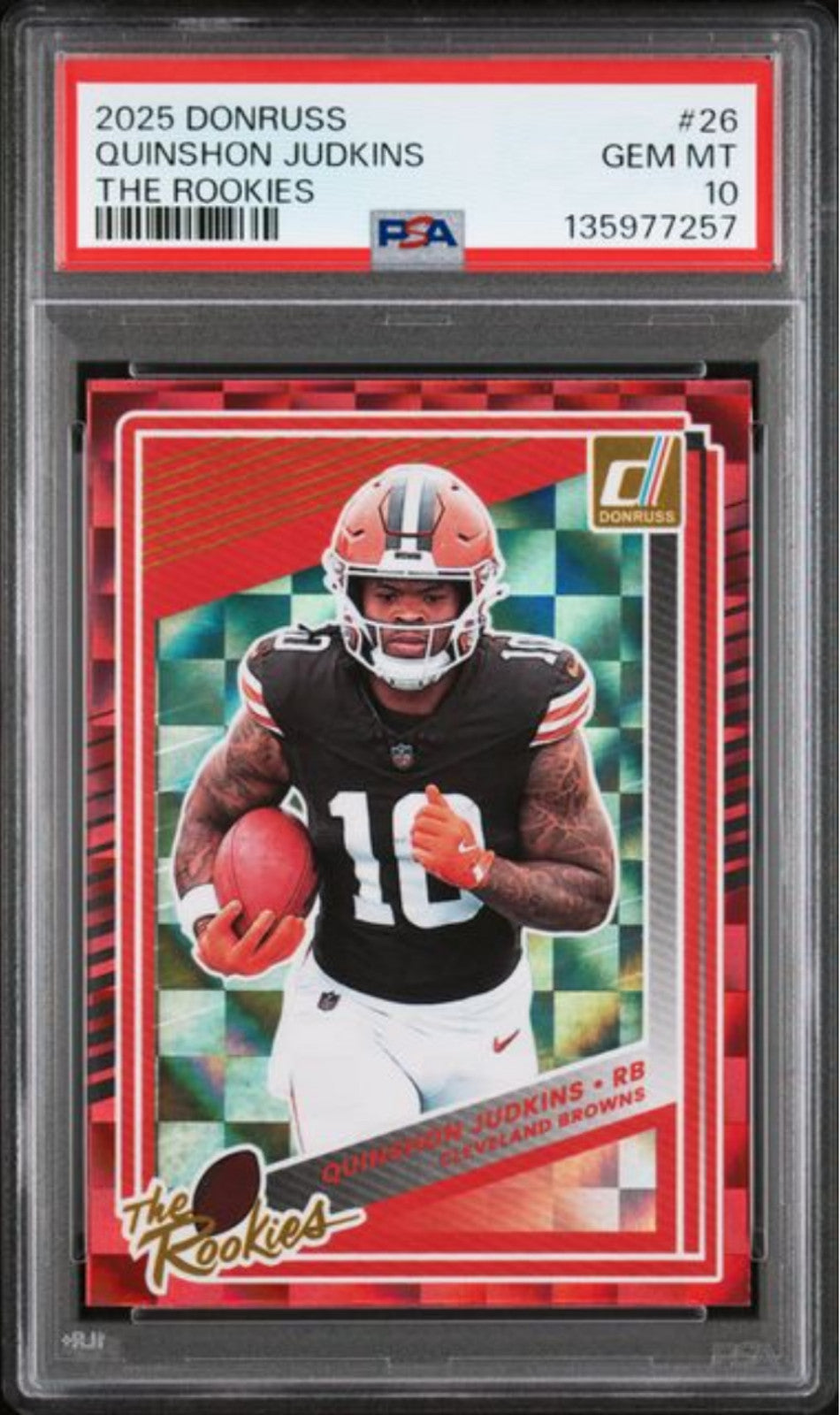 Graded 2025 Panini Donruss Quinshon Judkins #26 The Rookies Rookie Card PSA 10