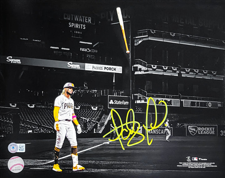 Fernando Tatis Jr. Auto 11x14 Photo Padres Bat Flip Spotlight In Yellow Beckett