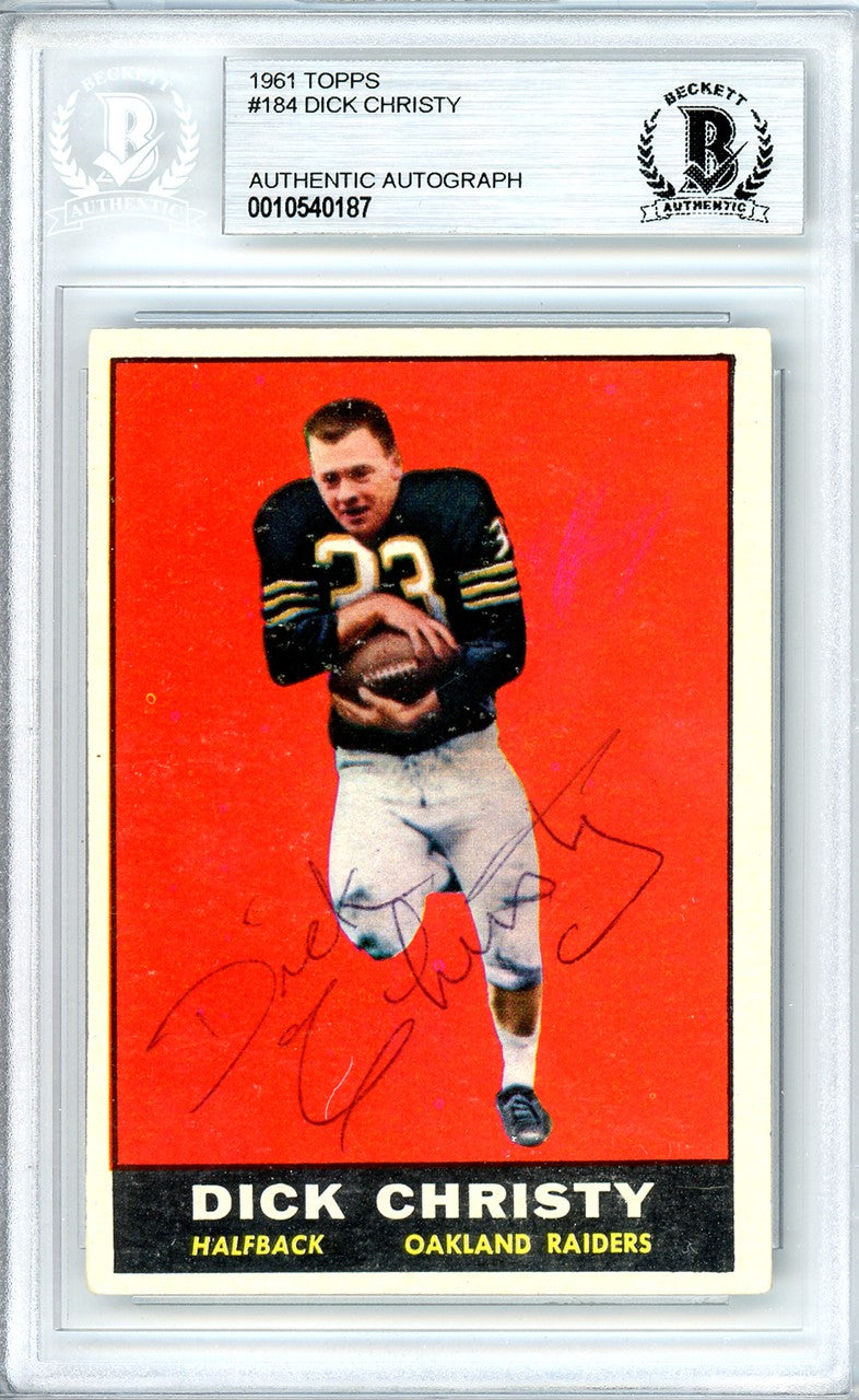 Dick Christy Signed 1961 Topps RC 184 Oakland Raiders Beckett #10540187
