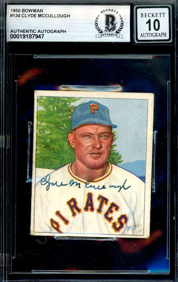 Clyde McCullough Gem Mint 10 Beckett BAS Signed 1950 Bowman Autograph