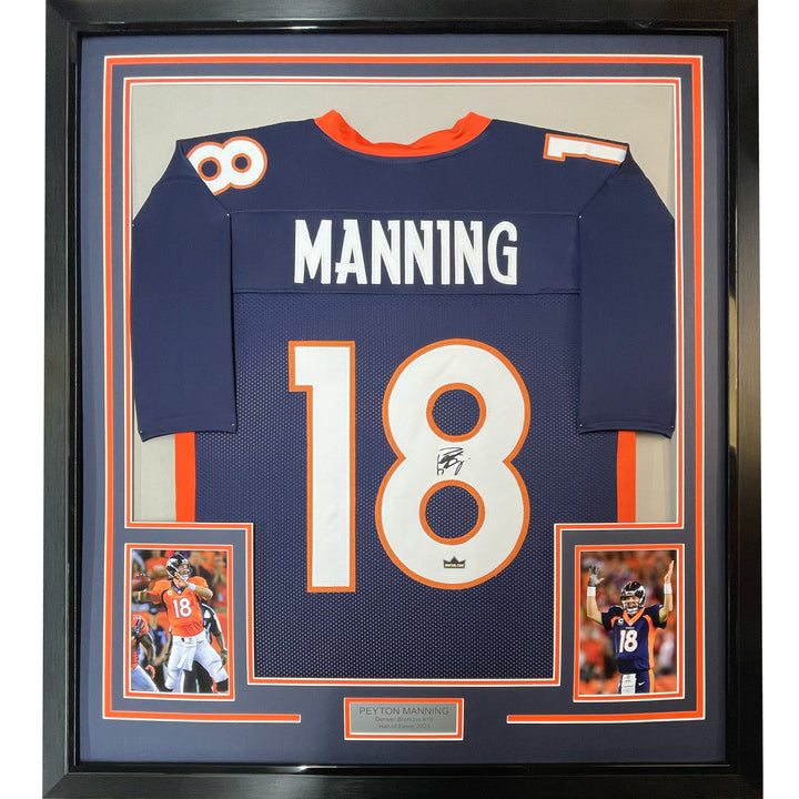 Framed Facsimile Autographed Peyton Manning 33x42 Blue Reprint Laser Auto Jersey