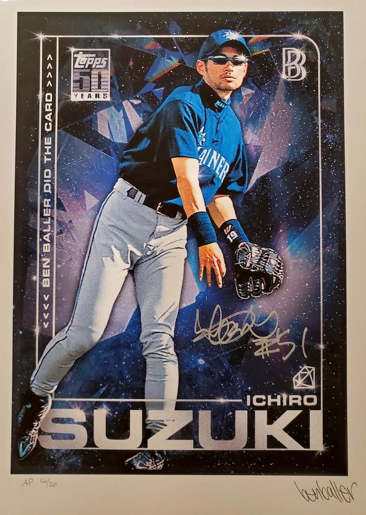 Ichiro Suzuki Signed Framed Topps Project 2020 Print Mariners "51" #/20 IS Holo