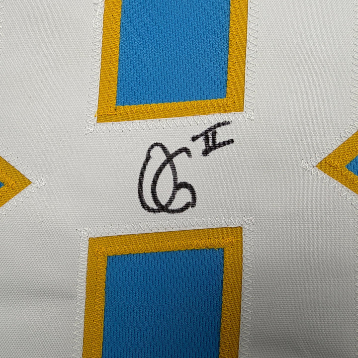 Autographed/Signed Oronde Gadsden Los Angeles Powder Blue Cut Jersey Beckett COA