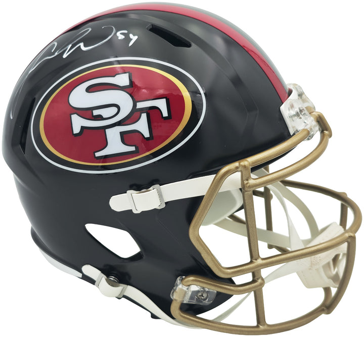 Fred Warner Signed 49ers Black Rivalries Full Size Speed Replica Helmet Beckett