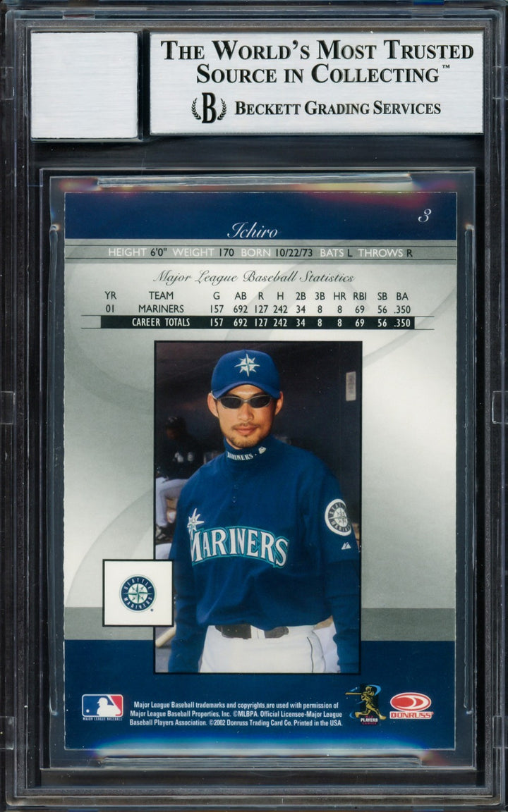 Ichiro Suzuki Signed 2002 Donruss Elite Card 3 Mariners Auto GM 10 Beckett