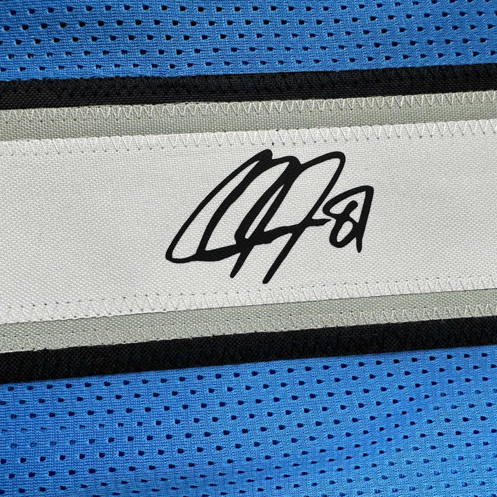Facsimile Autographed Calvin Johnson Detroit Blue Reprint Jersey Size Men's XL