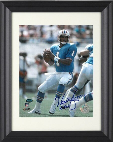 Warren Moon signed Houston Oilers NFL 8x10 Photo Framedw/ HOF06 - GTSM  HOLOGRAM