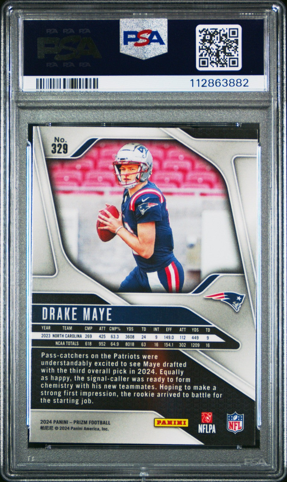 Graded 2024 Panini Prizm Drake Maye #329 Rookie RC Card PSA 10 Gem Mint