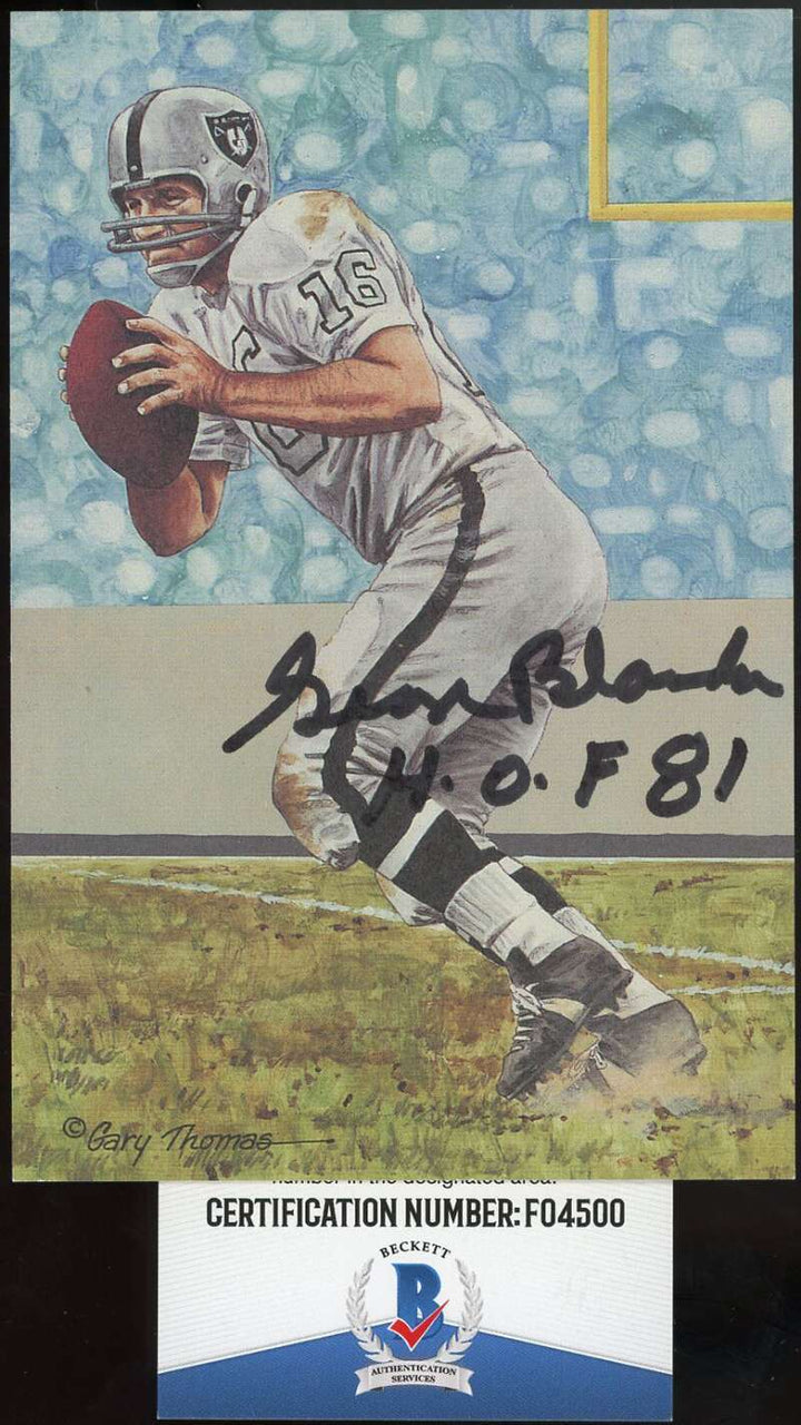 George Blanda Beckett BAS Signed Goal Line Art Card GLAC Autograph