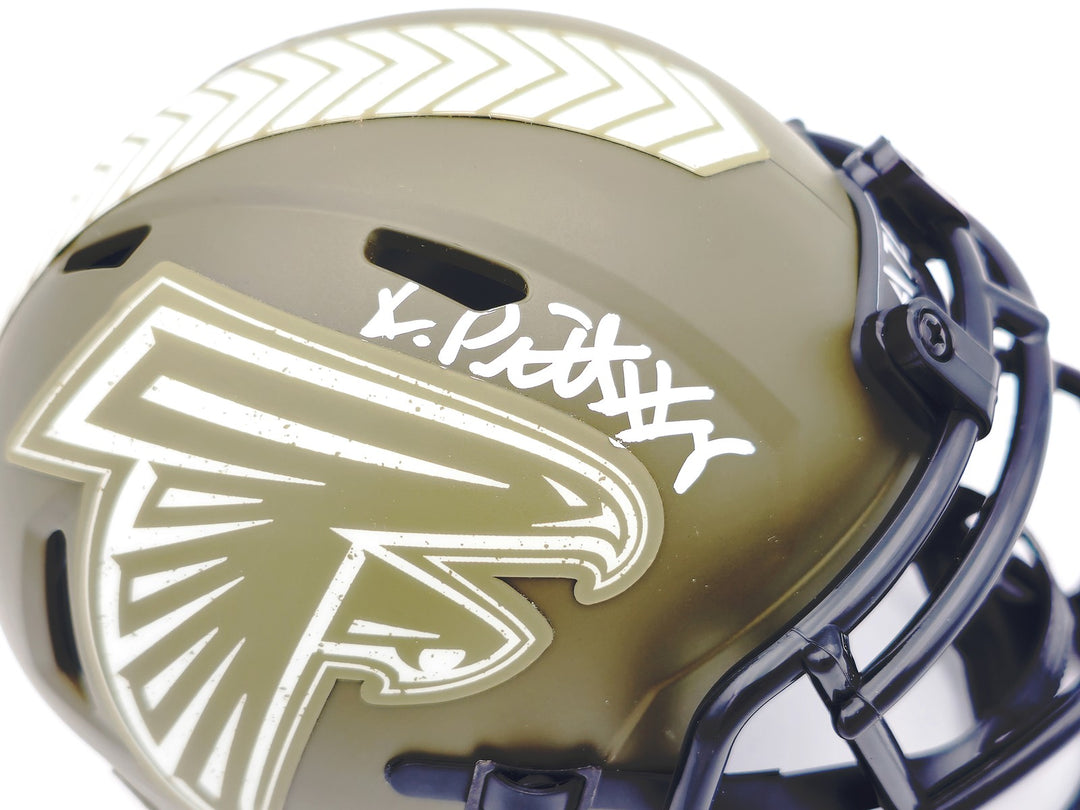 Kyle Pitts Auto Falcons Army Green Salute to Service Speed Mini Helmet Beckett