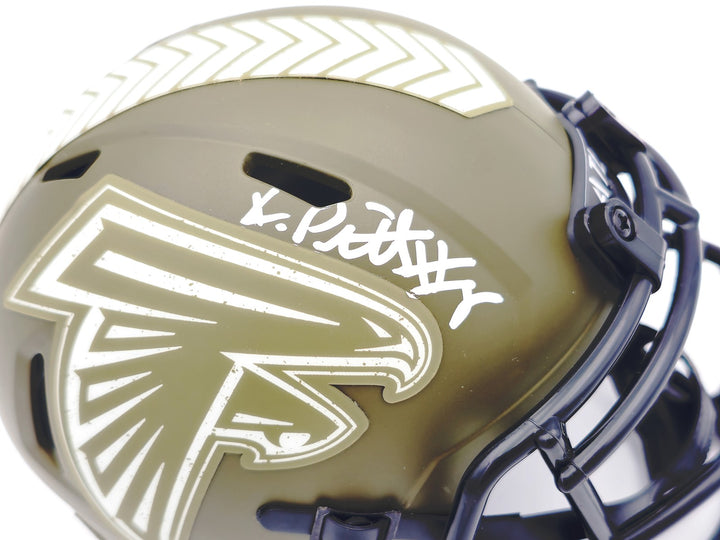 Kyle Pitts Auto Falcons Army Green Salute to Service Speed Mini Helmet Beckett