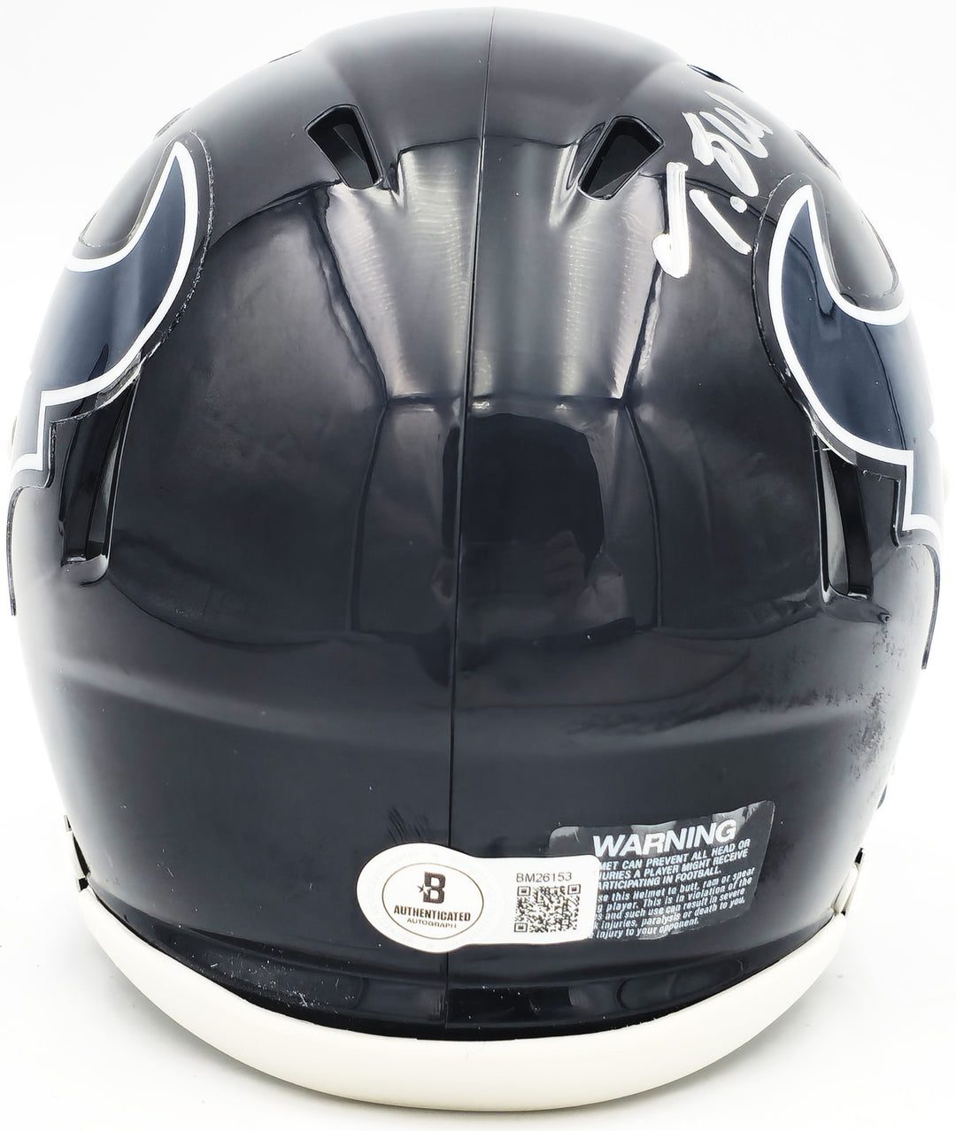 Tank Dell Autographed Signed Houston Texans Blue Speed Mini Helmet Beckett