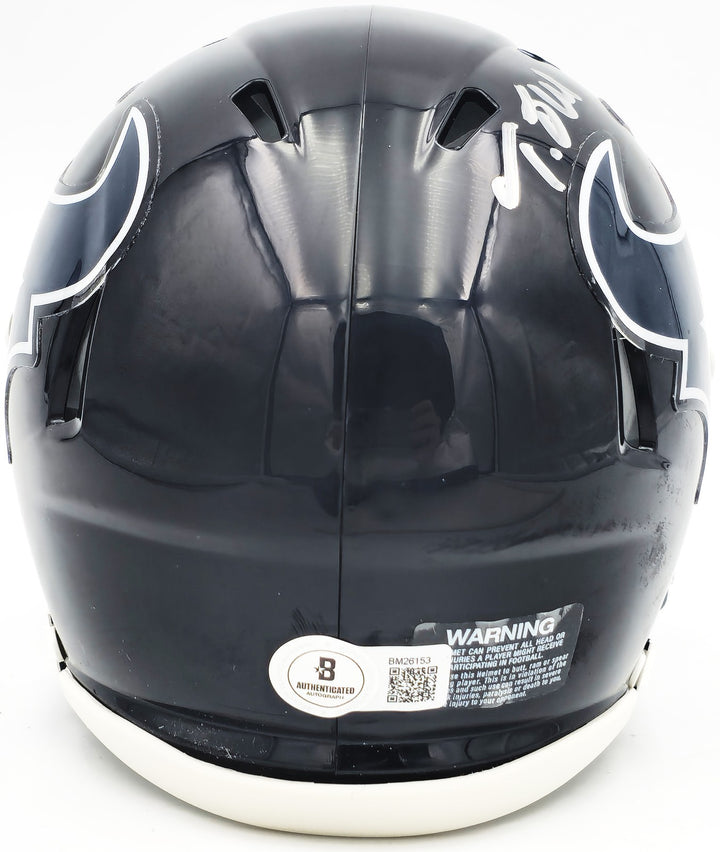 Tank Dell Autographed Signed Houston Texans Blue Speed Mini Helmet Beckett