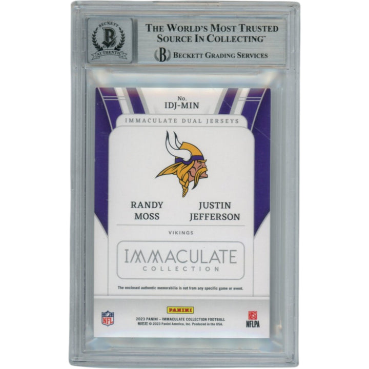 Randy Moss Justin Jefferson Signed Panini Immaculate Trading Card Beckett 53707