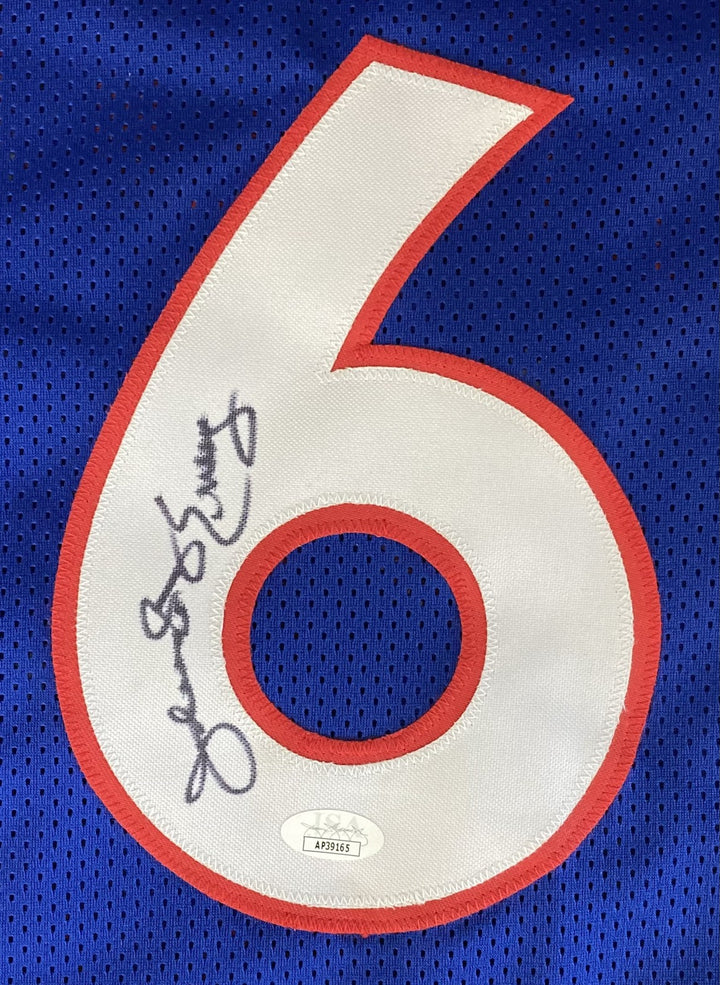 Julius Dr J Erving Signed Custom Blue Pro-Style Basketball Jersey JSA