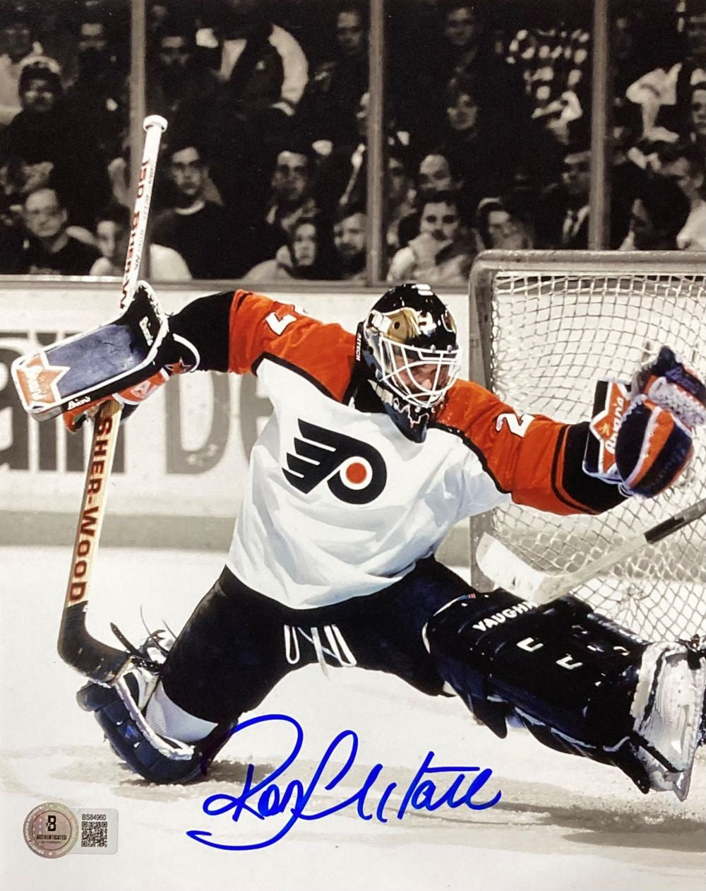 Ron Hextall Signed 8x10 Philadelphia Flyers Glove Save Photo BAS