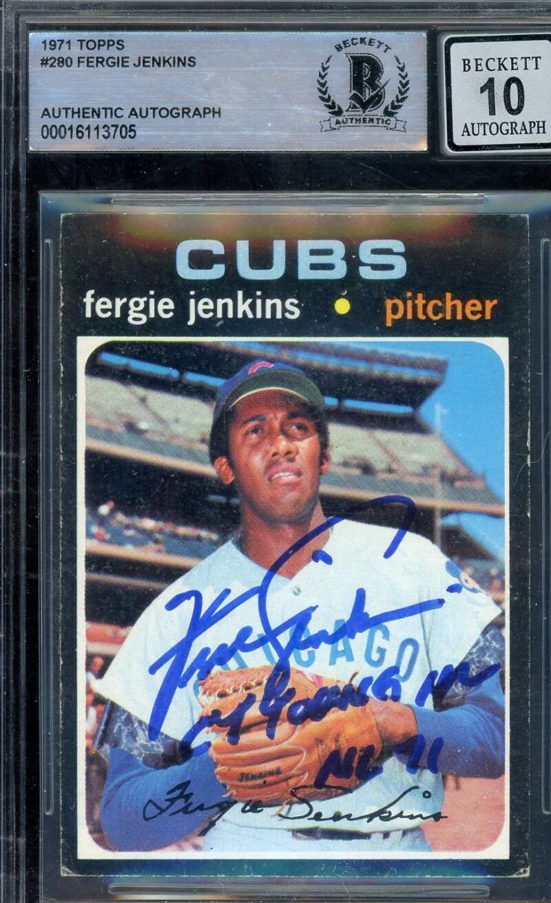 Fergie Jenkins Gem Mint 10 Beckett BAS Signed 1971 Topps Autograph