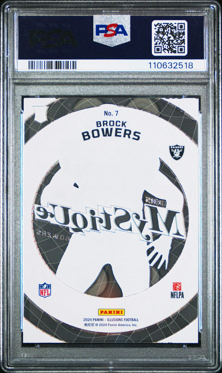 Graded 2024 Panini Illusions Brock Bowers #7 Mystique RC Football Card PSA 10