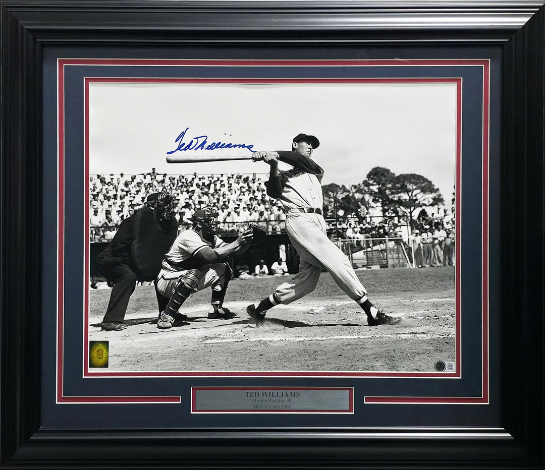 Ted Williams Signed Framed 16x20 Photo Boston Red Sox Beckett BAS