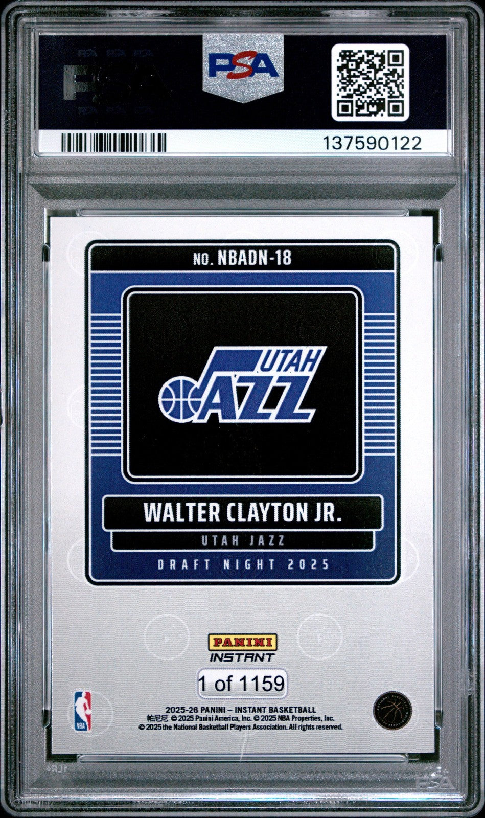 Graded 2025 Panini Instant Walter Clayton Jr. #18 Rookie Card PSA 10