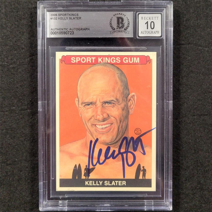 2009 SportKings #132 Kelly Slater signed card autograph ~ Beckett BAS 10 Auto
