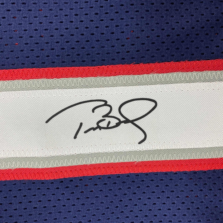 Facsimile Autographed Tom Brady New England Blue Reprint Jersey Size Men's XL