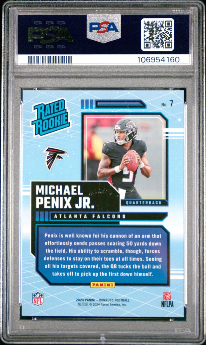 Graded 2024 Donruss Michael Penix Jr #7 Rated Rookies Retro Card PSA 10