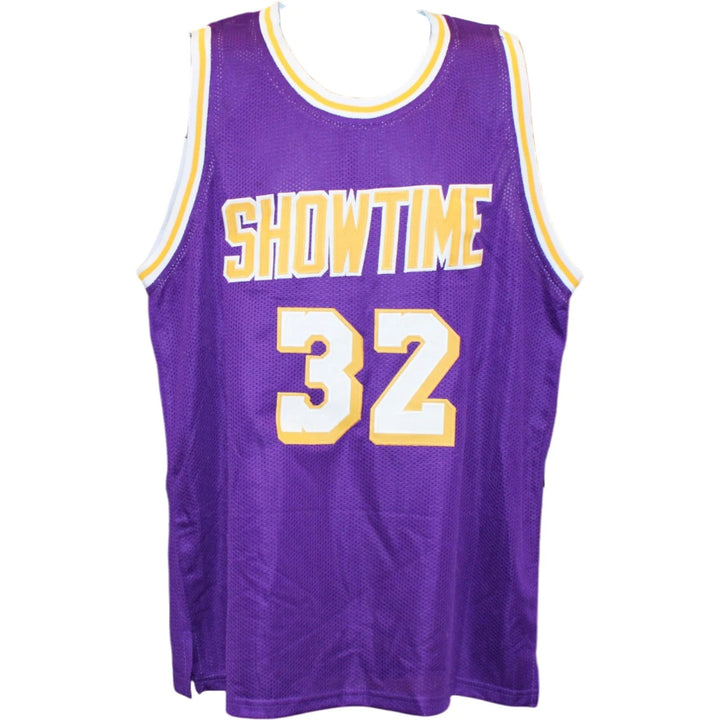 Magic Johnson Autographed Pro Style Showtime Sz XL Jersey Beckett WIT 58487