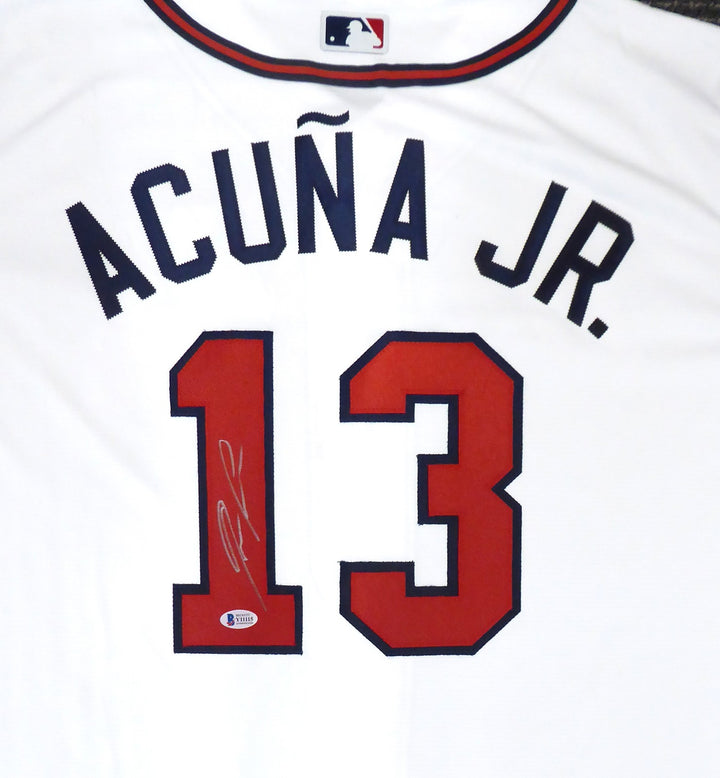 Atlanta Braves Ronald Acuna Jr. Signed Nike White Jersey Size XL Beckett BAS