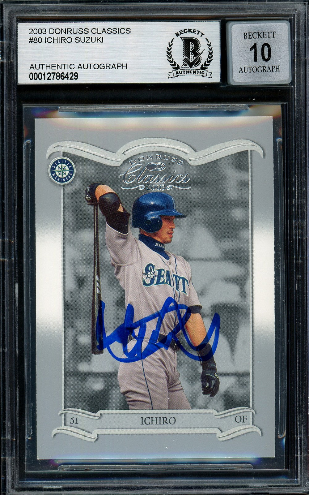 Ichiro Suzuki Signed 2003 Donruss Classics Card 80 Mariners Auto GM 10 Beckett