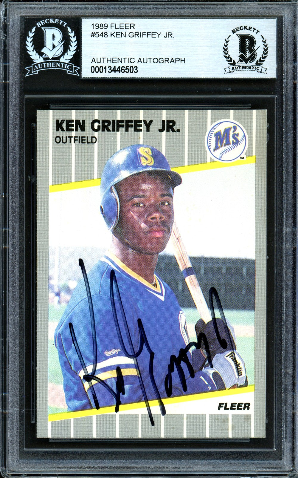 Ken Griffey Jr. Signed 1989 Fleer RC 548 Mariners Vintage Sig Beckett #13446503