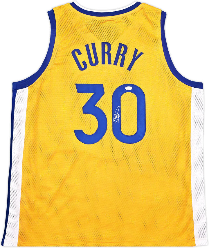 Golden State Warriors Stephen Curry Autographed Signed Yellow Jersey JSA