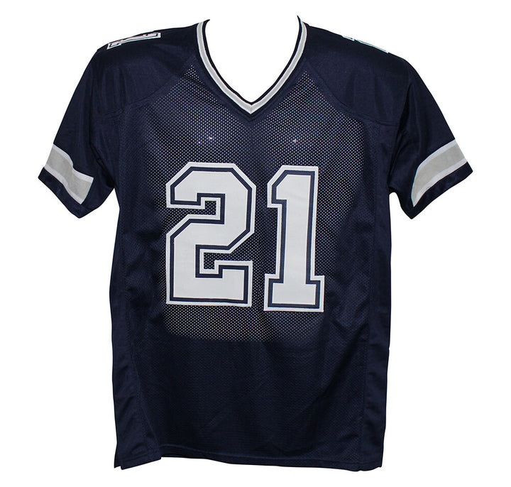Ezekiel Elliott Autographed/Signed Pro Style Blue XL Jersey Beckett 37017