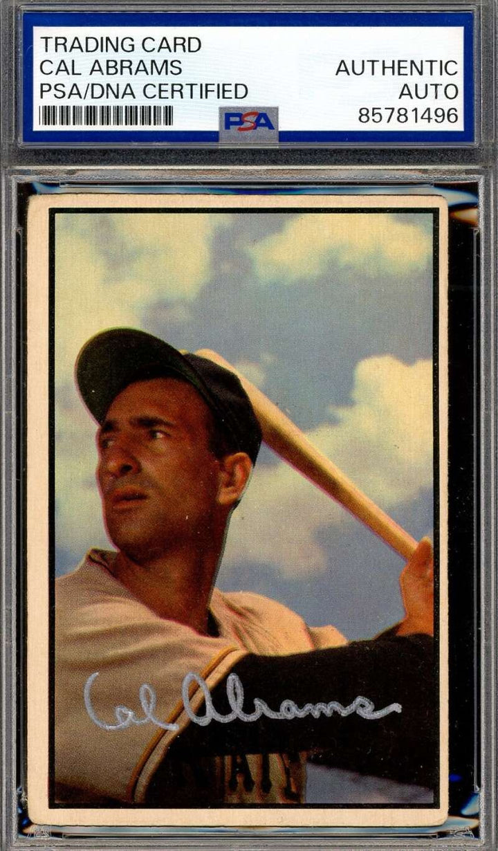 Cal Abrams PSA DNA Signed 1953 Bowman Color Autograph