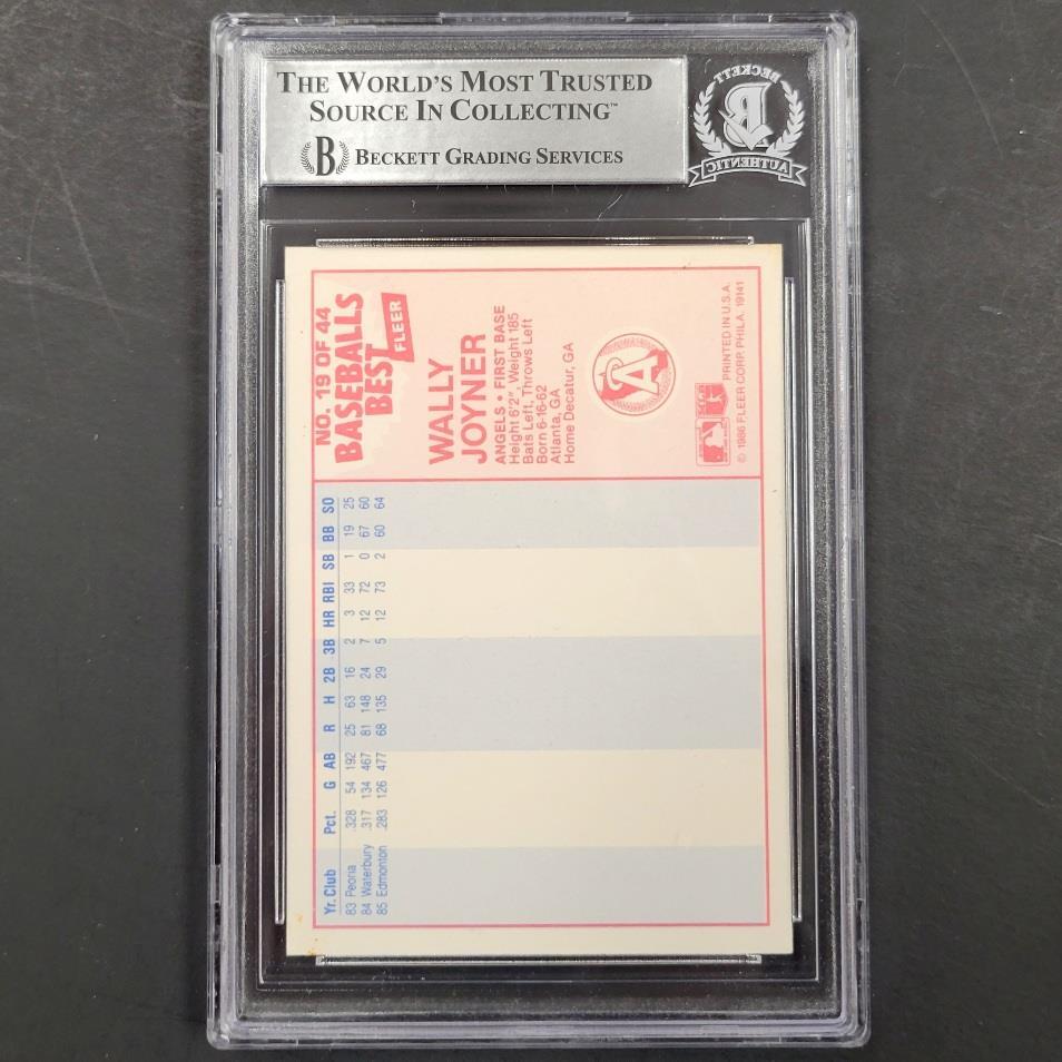 Wally Joyner auto signed 1986 Fleer Sluggers #19 RC rookie card BAS BGS Beckett