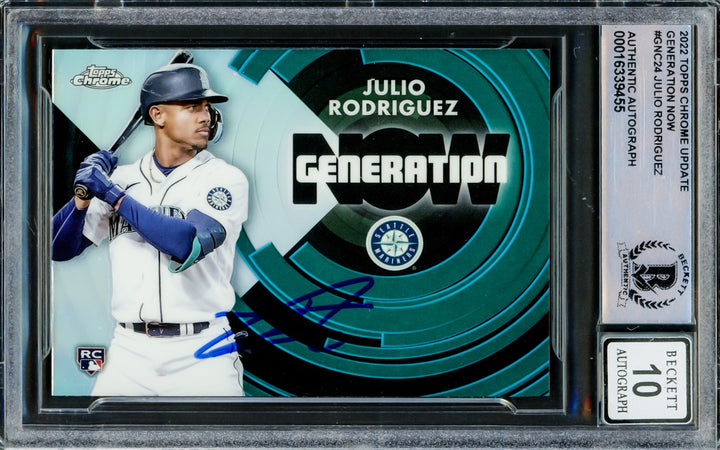 Julio Rodriguez Signed 2022 Topps Chrome Generation Now RC #GNC-24 Mariners