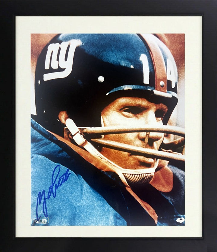 YA Tittle signed New York Giants NFL Color 8X10 Photo Dings Framed - COA (HOF)