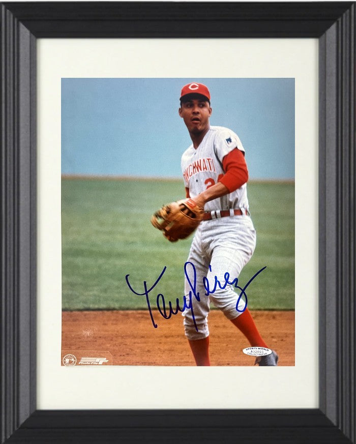 Tony Perez signed Cincinnati Reds MLB 8x10 Photo Framed - Sports World COA (HOF)