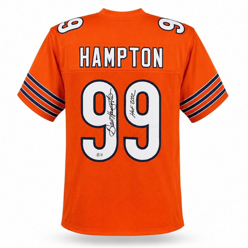 Dan Hampton Chicago Signed Orange Football Jersey HOF 2002 BAS