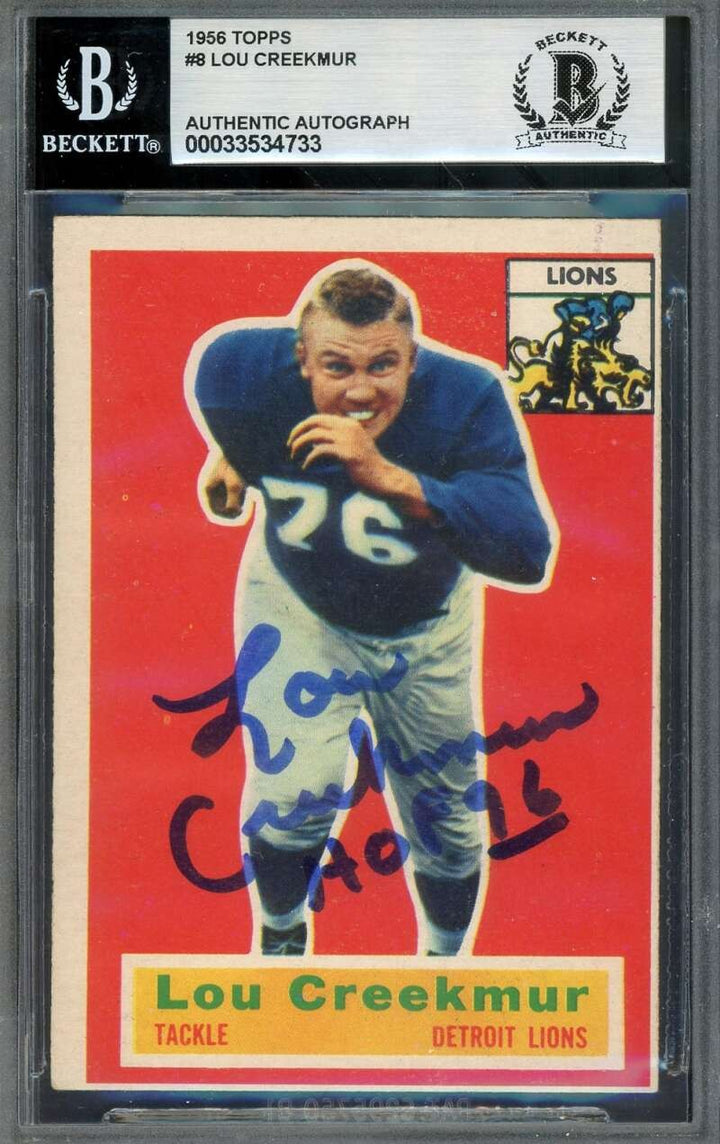 Lou Creekmur Gem Mint 10 Beckett BAS Signed 1956 Topps Autograph