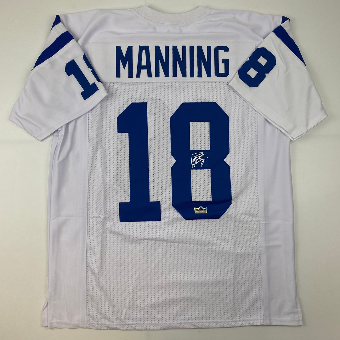 Facsimile Autographed Peyton Manning Indianapolis White Reprint Jersey Men's XL